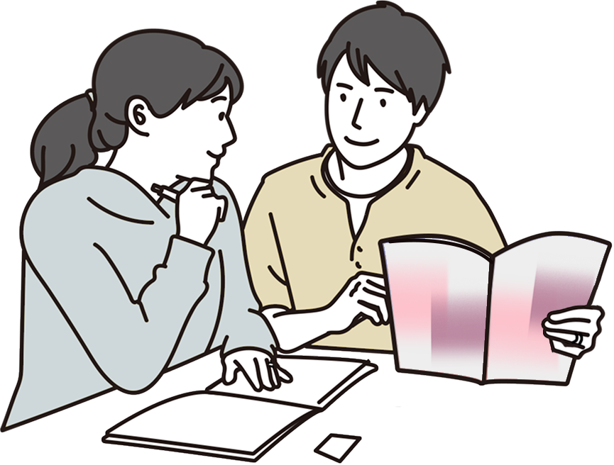 付箋でページをマークしている様子のイラスト
