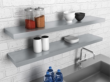 ステンレスシェルフなら素材感を合わせられます。