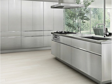 カップボードもステンレス面材のものをご用意。