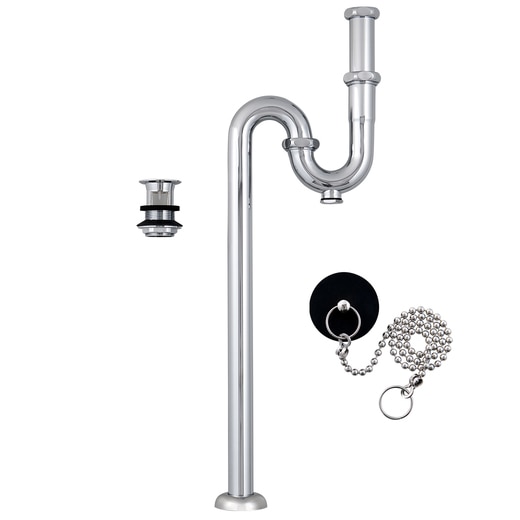 排水トラップセットとゴム栓の様子