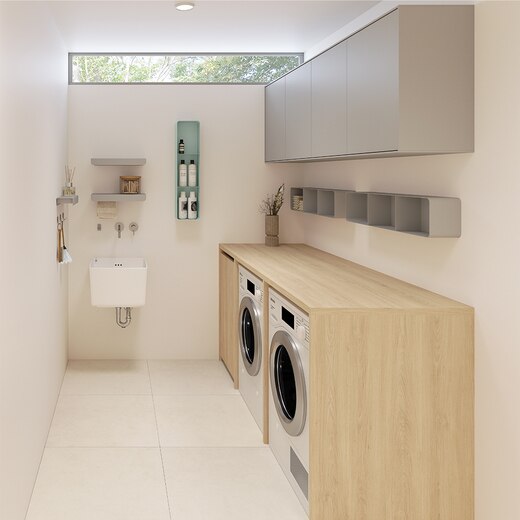 ミラミン ラモニー オープン収納 セージグリーン(BA22044)｜洗面所・水回りの