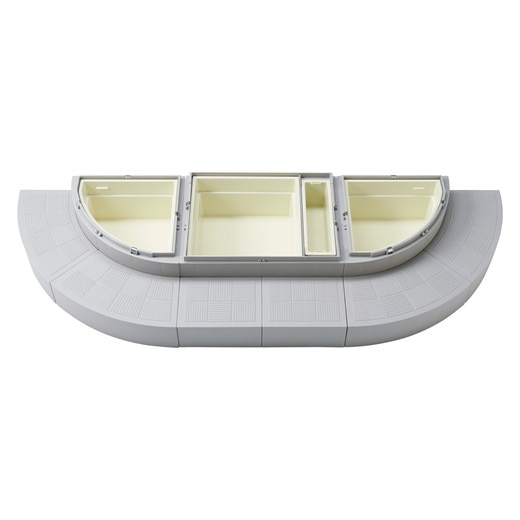 蓋を開ければ本体内部に収納もOK（カラー：ライトグレー）