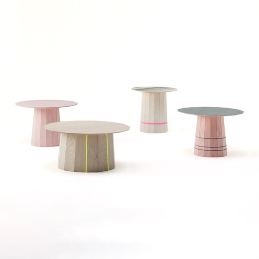 画像左からCOLOUR WOOD ピンク / プレーン グリッド / カラー グリッド / ダーク グリッド