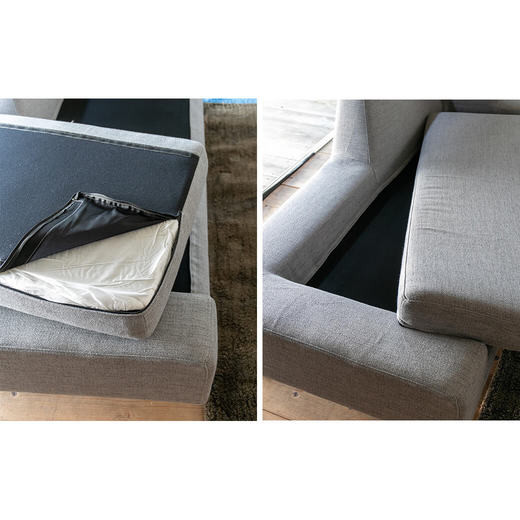 カバーは全て外せるフルカバーリング仕様。座クッションも取り外せるので、お掃除もしやすく清潔に保てます。（画像：ライトグレー）