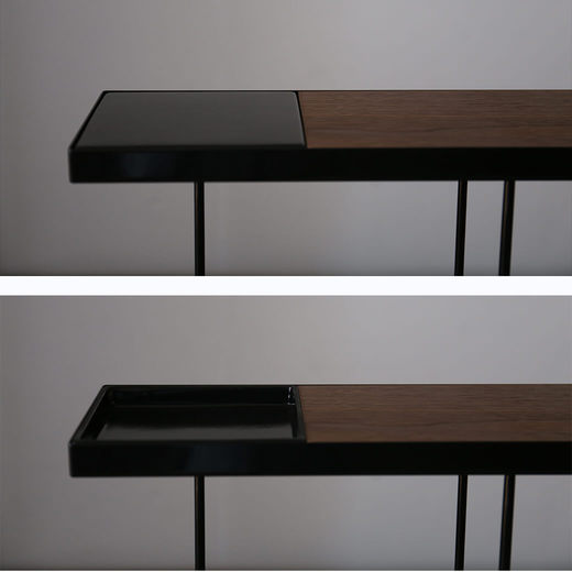 陶器も片面はフラットに仕上げ、片面は凹型で使用用途に応じて使い分けが可能。（カラー：ブラック×ブラック）