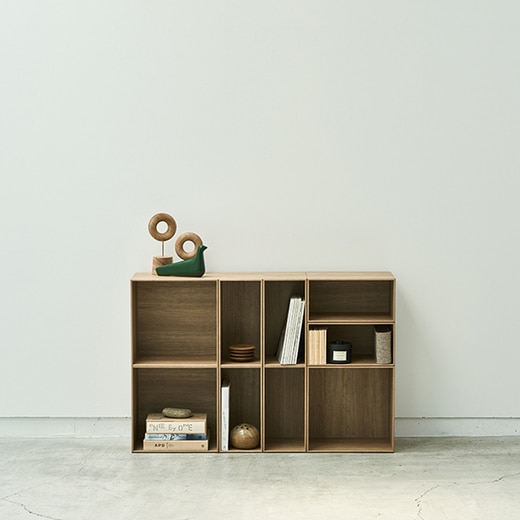 スクエア×1、スクエア2連×1、ハーフ×2、ハーフ2連×2の組み合わせ例1（カラー:ヨーロピアンチェリー）