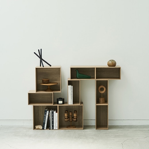 スクエア×1、スクエア2連×1、ハーフ×2、ハーフ2連×2の組み合わせ例2（カラー:ヨーロピアンチェリー）