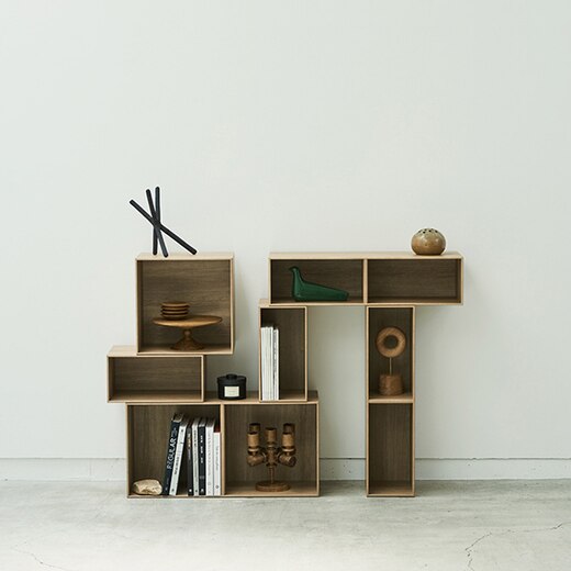 スクエア×1、スクエア2連×1、ハーフ×2、ハーフ2連×2の組み合わせ例2（カラー:ヨーロピアンチェリー）