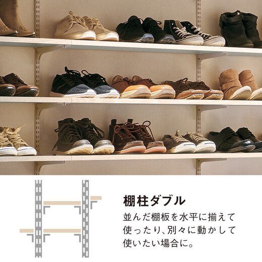 棚柱ダブル（H1800）ブラック1本 SKTTD18-1-B(FU28979)｜洗面所・水