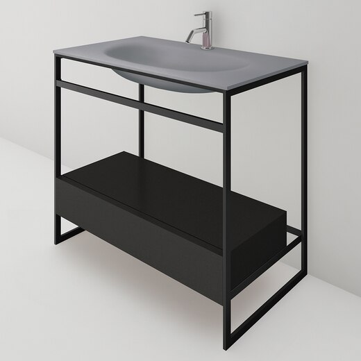 フィーネ洗面 グレーボウル W900 (フレームブラック/収納ブラック