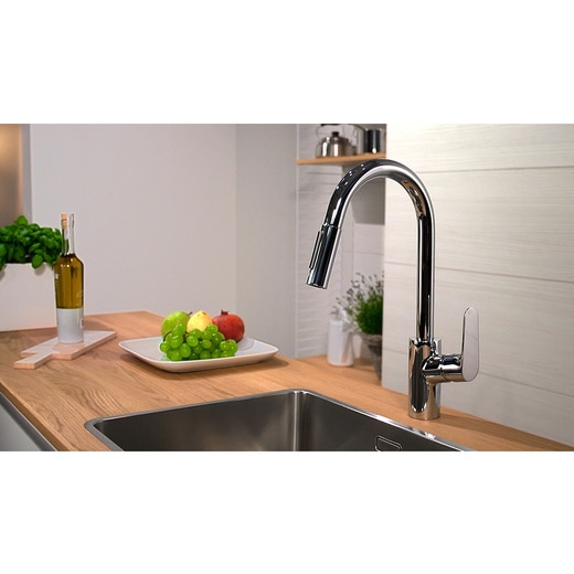 フォーカス240 引出式シャワー付混合水栓 31815004(KT07899)｜キッチン 