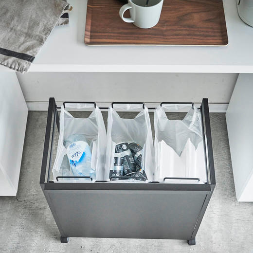 目隠し分別ダストワゴン3分別 ブラック(KT22119)｜キッチンの通販