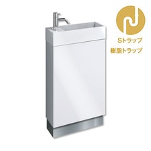 レプト手洗台置型ホワイト 水栓シルバー 樹脂Sトラップセット