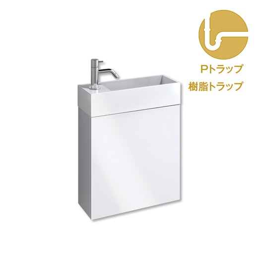 レプト手洗台壁付ホワイト 水栓シルバー 樹脂Pトラップセット(LEP043P 