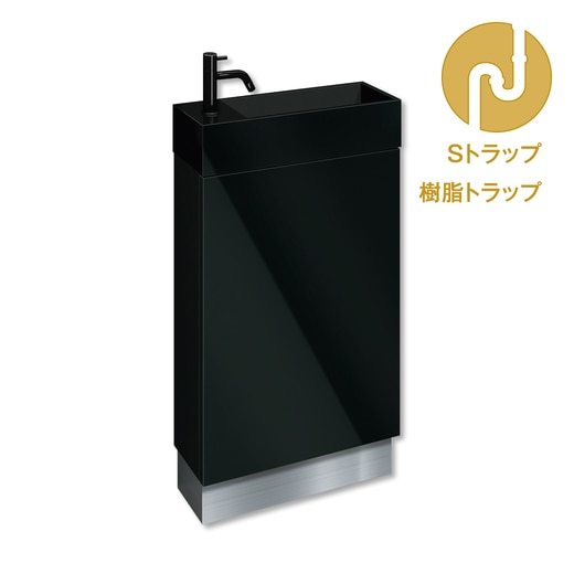 リフタントまとめ売り　　① レプト手洗台置型ブラック 水栓ブラック 樹脂Sトラップセット(LEP046S