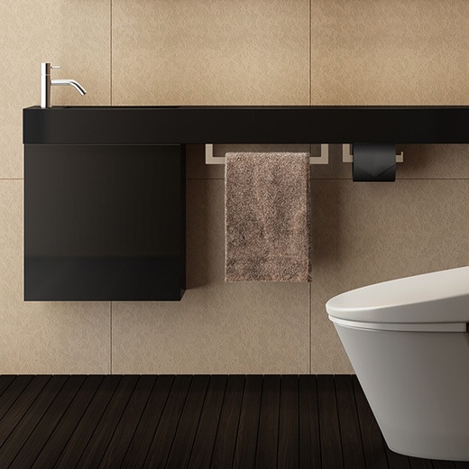 左：タオルバー　右：ペーパーホルダー