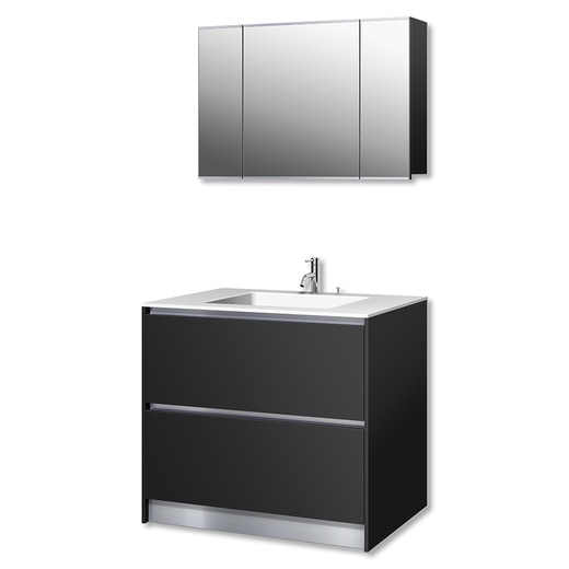 プレーンV900フルセット ブラック/引出/リネア水栓(PLVS30FBKL)｜洗面