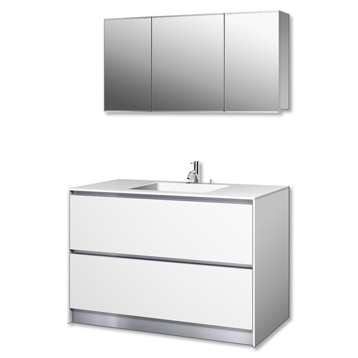 プレーンV1200フルセット ホワイト/引出/リネア水栓(PLVS40FWHL)｜洗面