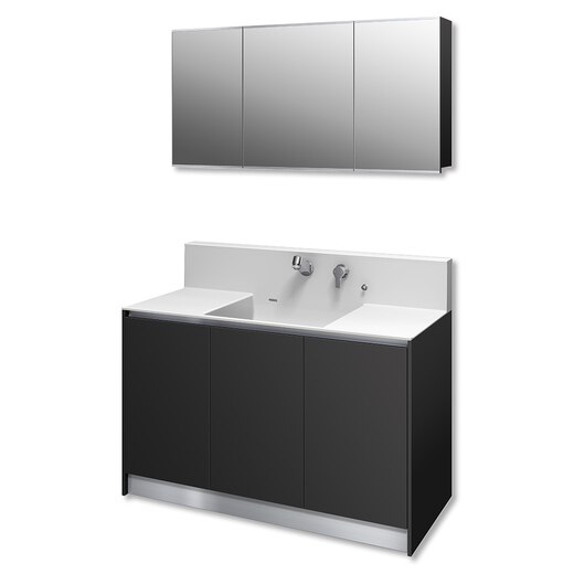 プレーンVアップライト1200フル#ブラック/開き/シングル引出(PLVU40B  