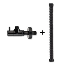 壁用アングル止水栓+SUSフレキチューブ300 ブラック