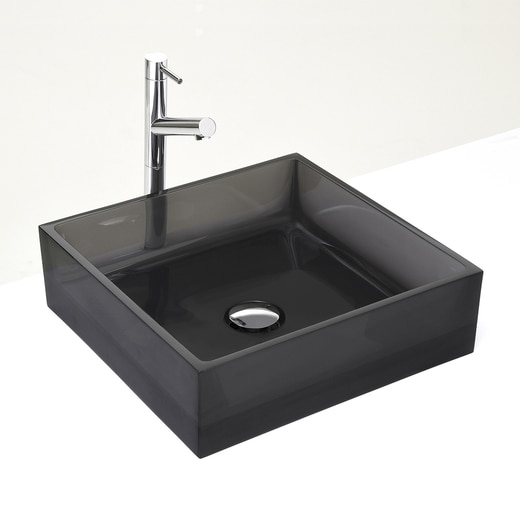 シルバー目皿を設置した様子※写真の水栓、排水金物、シルバー目皿・排水バルブ等は含まれておりません。「適合水栓」よりお選びください。