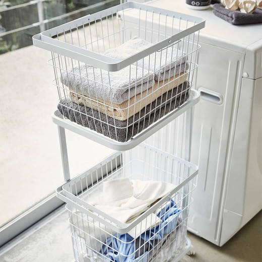 ランドリーワイヤーバスケット L ホワイト(WA30029)｜洗面所・水