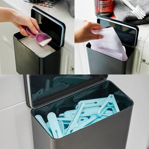 洗濯洗剤ボールだけでなく、粉洗剤や洗濯バサミ、洗濯ネットなども収納いただけます。