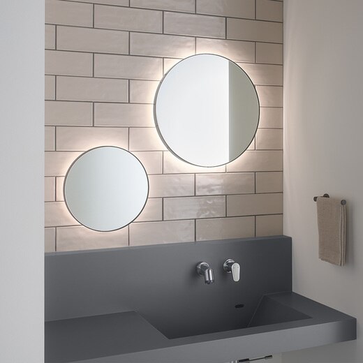 ミラタップ　ウォールミラー　マルーンミラー マットグレー　壁付け　壁掛け　鏡 Malune mirror LED マルーンミラー LED φ500 マットグレー」WA32011