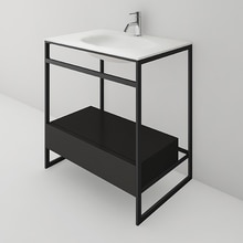 フィーネ洗面 ホワイトボウル W750 (フレームブラック/収納ブラック