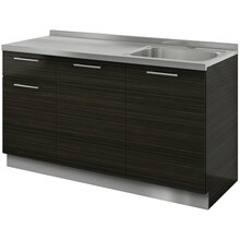 クドハーン 流し台 W1500 開き扉 右シンク ダーク(YJ08005)｜キッチン