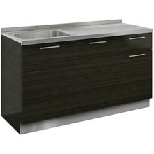クドハーン 流し台 W1500 開き扉 左シンク ダーク