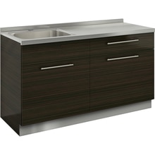 クドハーン 流し台 W1500 引出し 左シンク ダーク