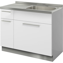 クドハーン 流し台 W1050 引出し 右シンク ホワイト
