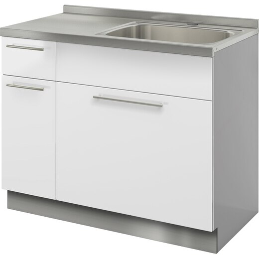 クドハーン 流し台 W1050 引出し 右シンク ホワイト(YJ08050 