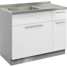 クドハーン 流し台 W1050 引出し 左シンク ホワイト