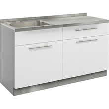 クドハーン 流し台 W1500 引出し 左シンク ホワイト