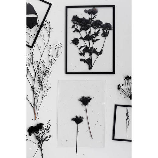 中に押し花をそのままレイアウトしたり、小さなポストカードを数枚挟んだりと、自由な発想でお楽しみいただけます