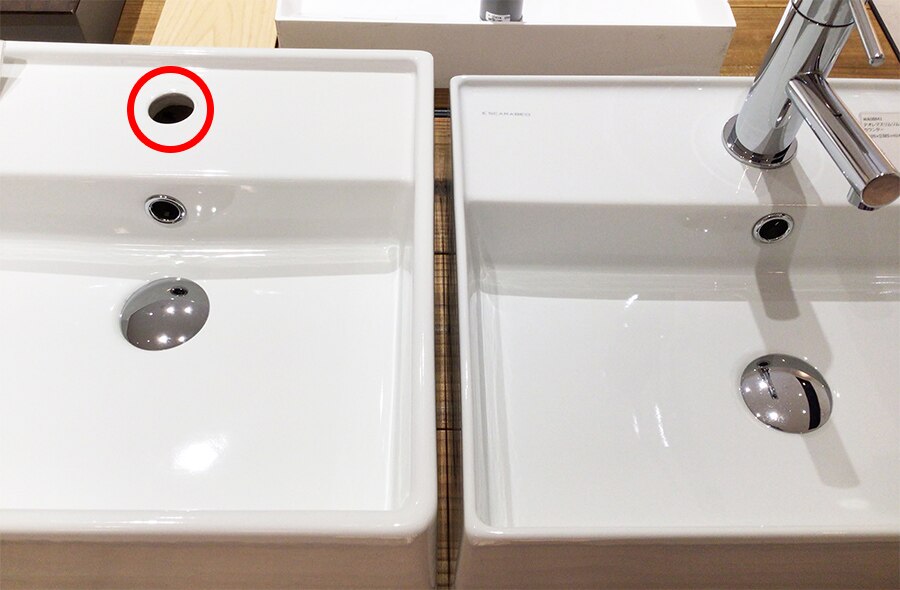 洗面ボウルの水栓穴が小さくて水栓の取付径が合わないことも