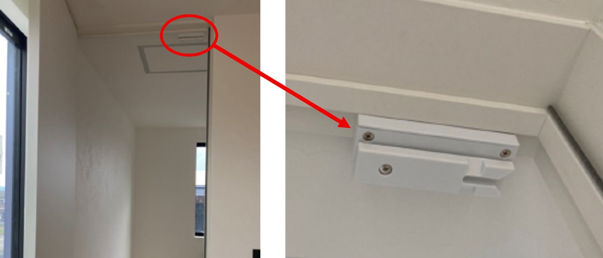 内装用建具のドアダンパーが逆についている様子