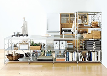 グッドデザイン賞2014受賞　MUJI＋KITCHEN　ステンレスユニットシェルフキッチン
