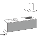 アイランド型 ダイニング側収納なし（バックパネル）