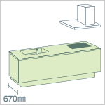 アイランド型 ダイニング側収納なし（バックパネル）