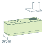  ペニンシュラ型 ダイニング側収納なし（バックパネル）