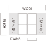 2枚引き分け引き込み図面
