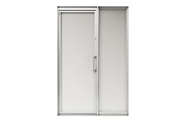 開き戸（ガラス）＋FIX窓（シルバー）