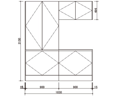 トール分割扉+ セパレート(吊戸H500、引出し)