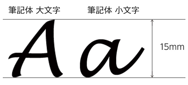 一文字の高さ　筆記体