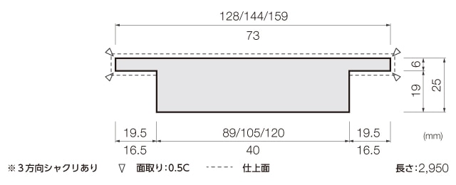 サイズ T-SMART_笠木側面図