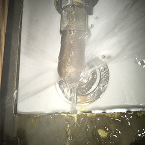 かなり激しく水漏れしている様子