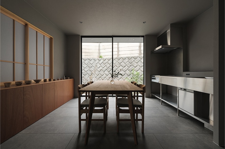 食事の時間を楽しめる住まいをテーマに設計した戸建て（「別所の家」より）